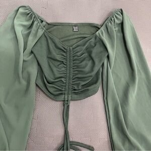 Green Ruched Women's Top